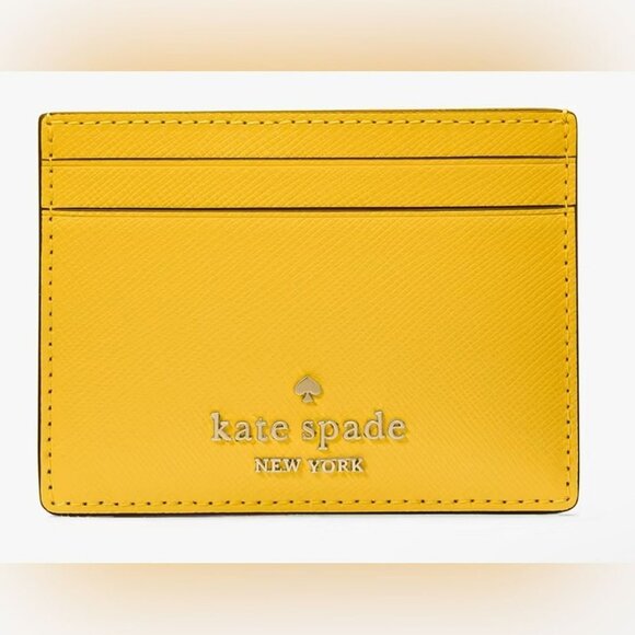 Kate Spade Madison Small Slim Card Holder in yellow Daffodil-NWT - Picture 1 of 7